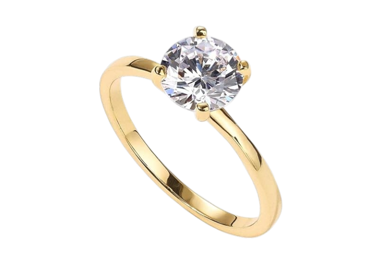 Pavoi 18K Sterling Silver Gold Round Cut Solitare