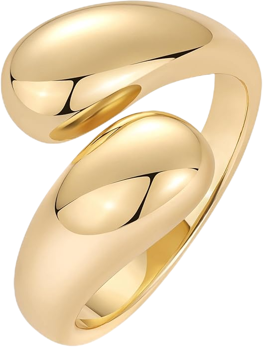 14K Gold Plated Chunky Open Twist Stackable Rings