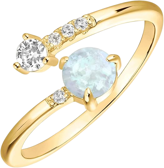 Pavoi 14K Gold Plated Created Opal Rings - Stacking